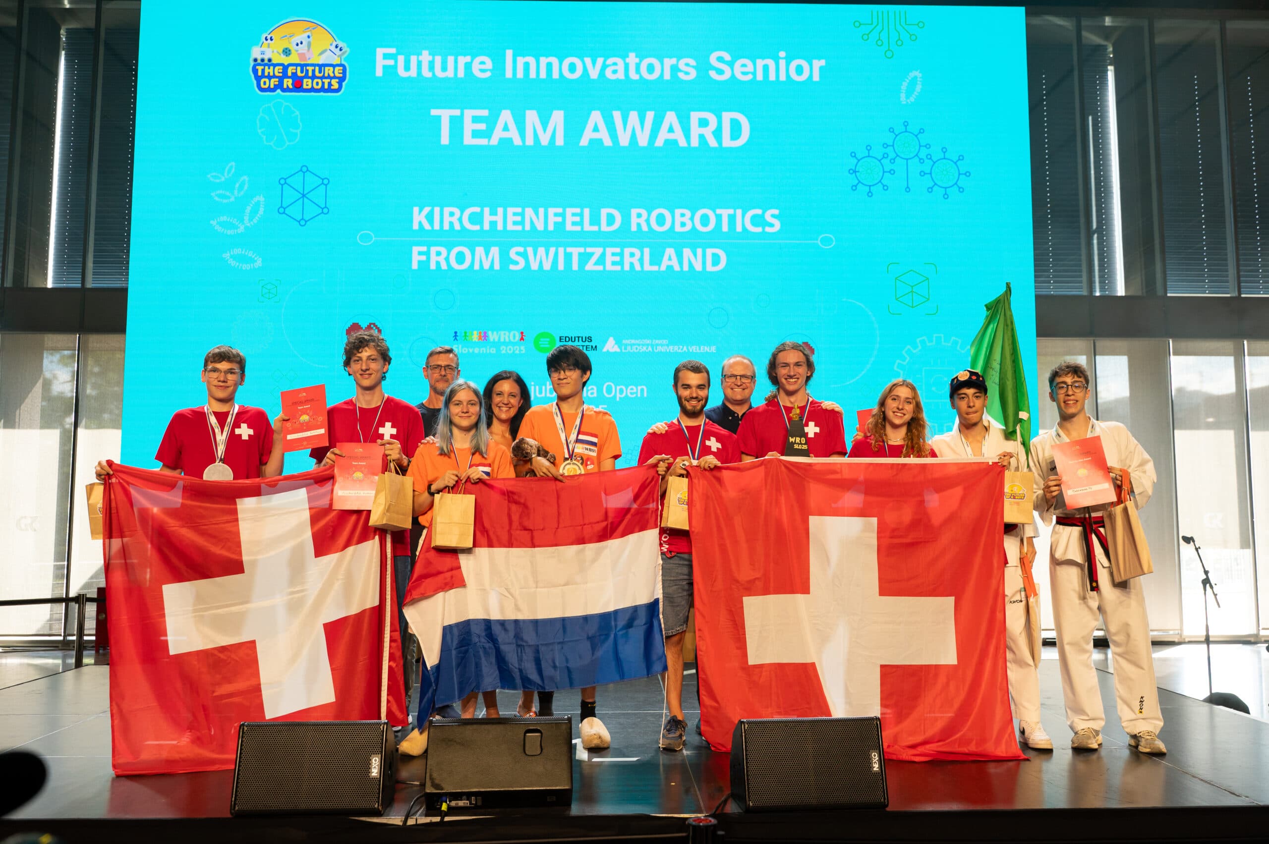 Kirchenfeldrobotics on stage at the World Robot Olympiad ceremony